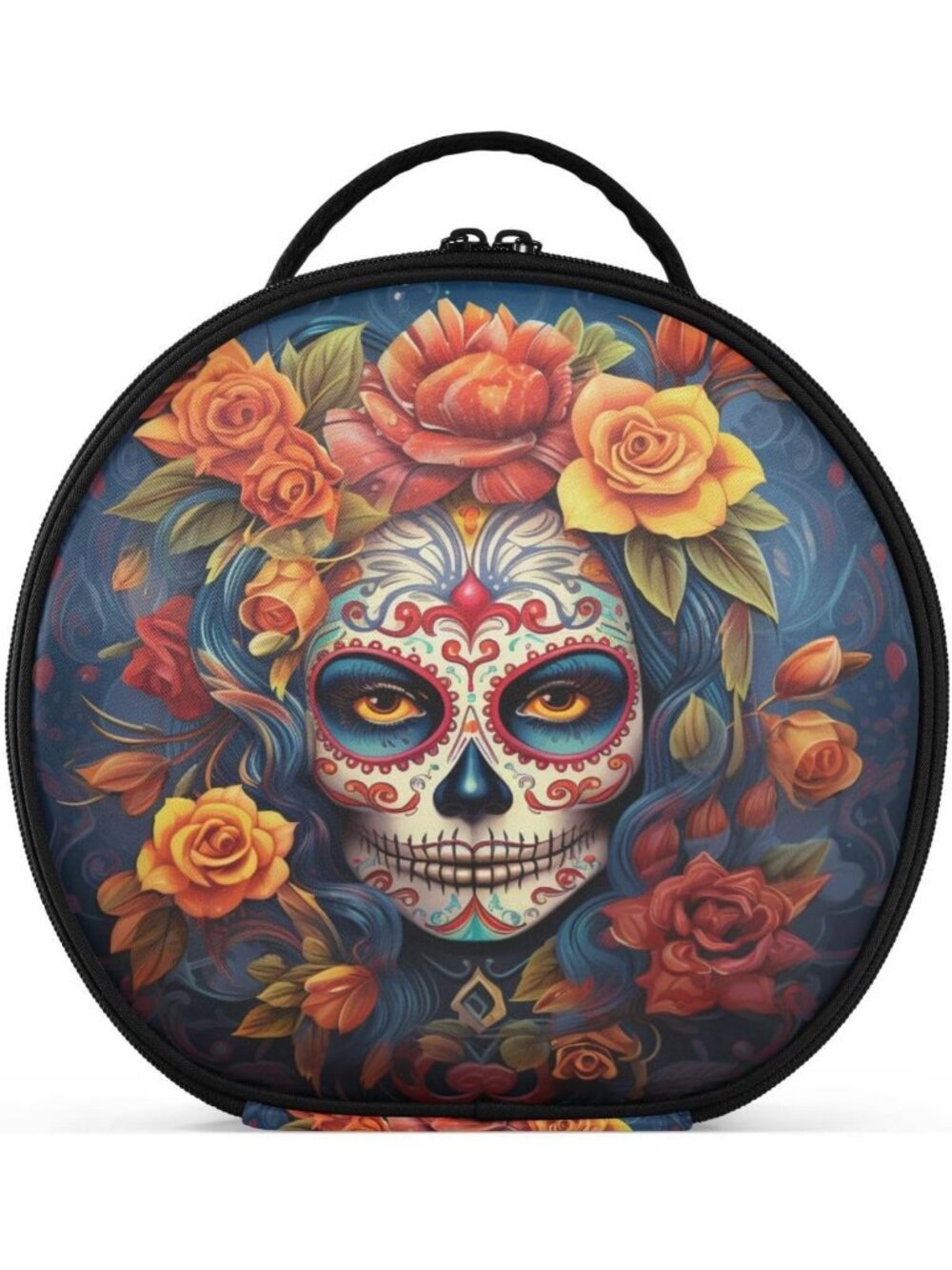 Dia de Muertos Sugar Skull Makeup Case - Portable Travel Artist Storage Bag